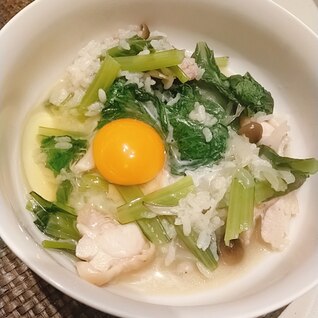 節約・ダイエットに栄養満点青菜・鶏雑炊